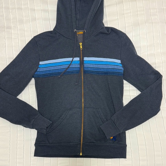 Aviator Nation 5 Stripe Hoodie - Dark Blue XS - Picture 1 of 5